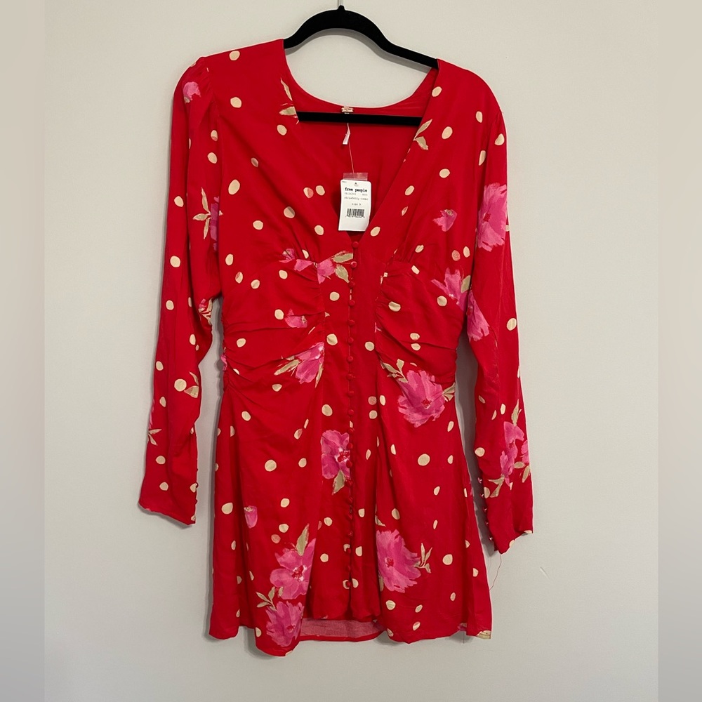 Free People Red Floral Mini Dress - Picture 2 of 4